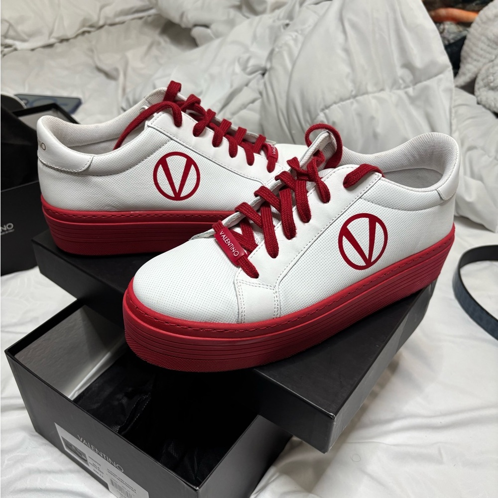 Valentino Red and White Casual Sneakers